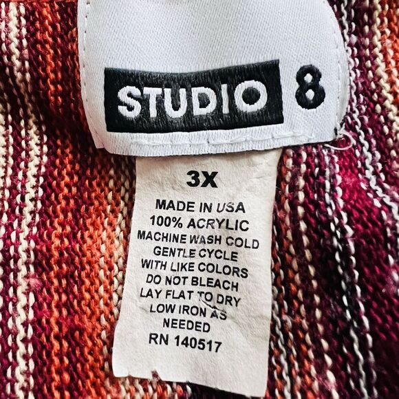 Studio 8 Burgundy Red Striped Knitted Lightweight Flowy Stretchy Blouse Plus 3X - Picture 6 of 6